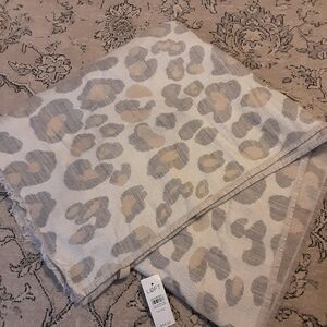 Loft Gray and Cream Animal Print Scarf